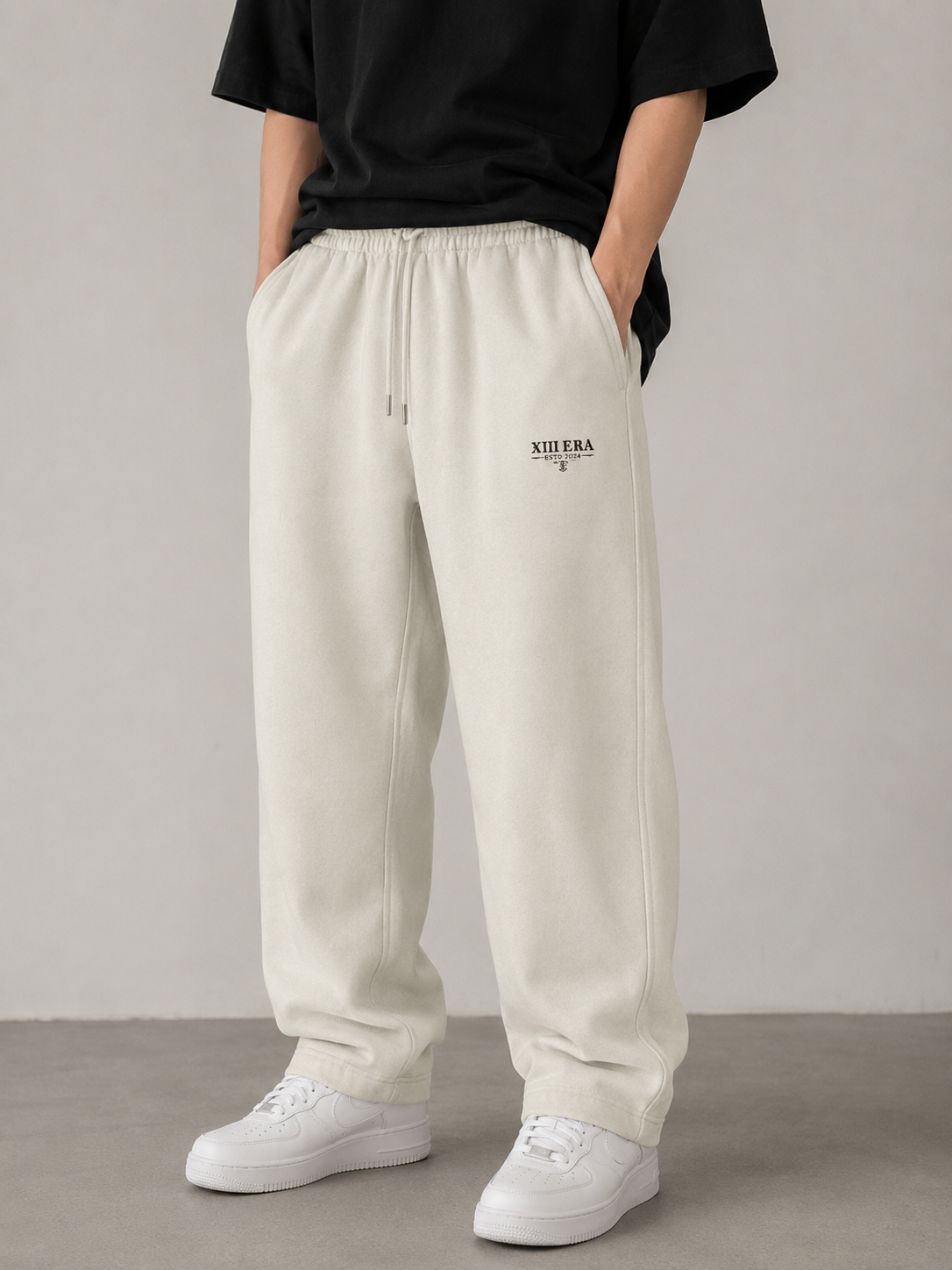 XIII ERA Essential Fleece Joggers – Ivory Unisex Sweatpants