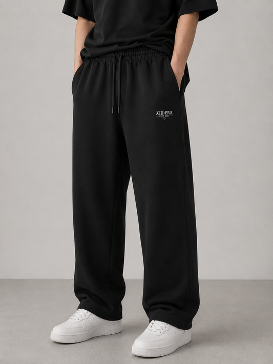 XIII ERA Essential Wide-Leg Joggers – Black Unisex Sweatpants