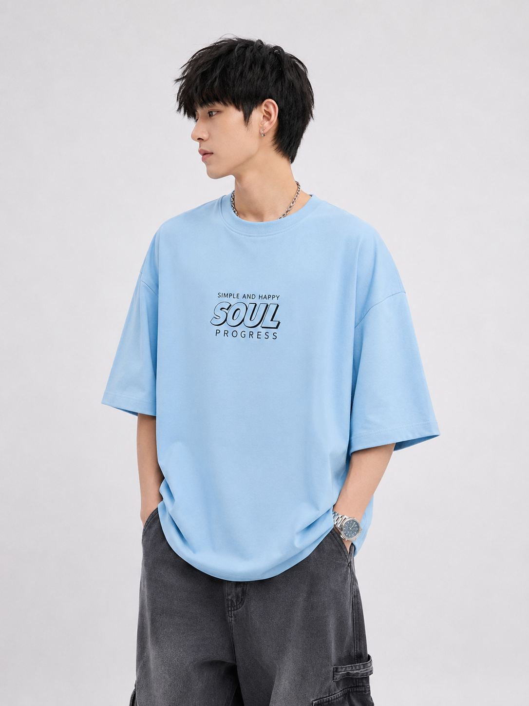 Soul Progress Oversized Tee – Sky Blue Edition