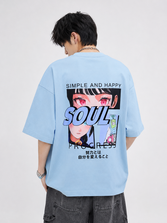 Soul Progress Oversized Tee – Sky Blue Edition