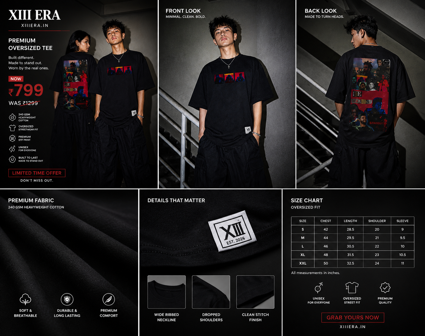 XIII ERA × Starboy Oversized Tee – Midnight Edition